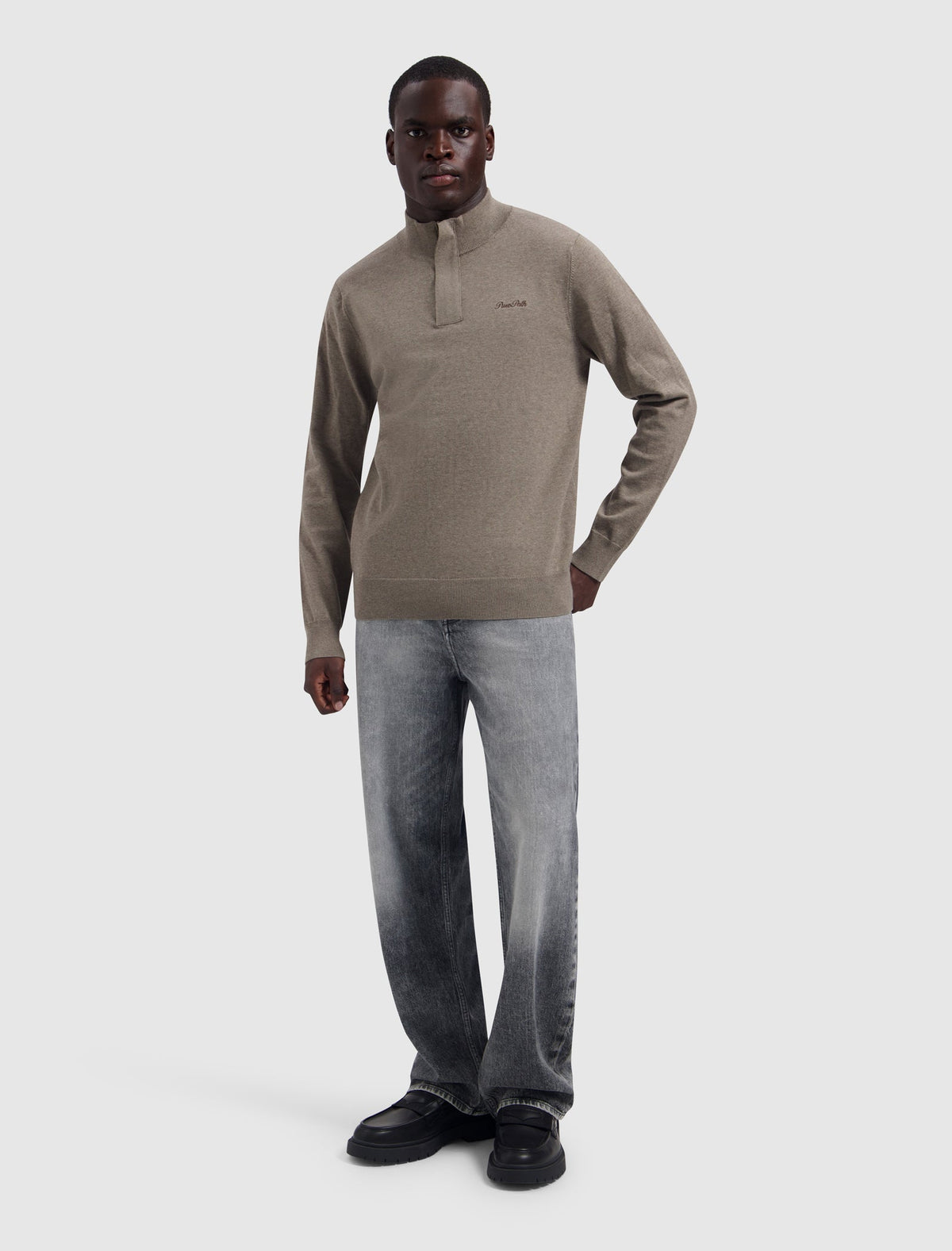 Pure Path Half-Zip Flat Knit Polo - Taupe Melange