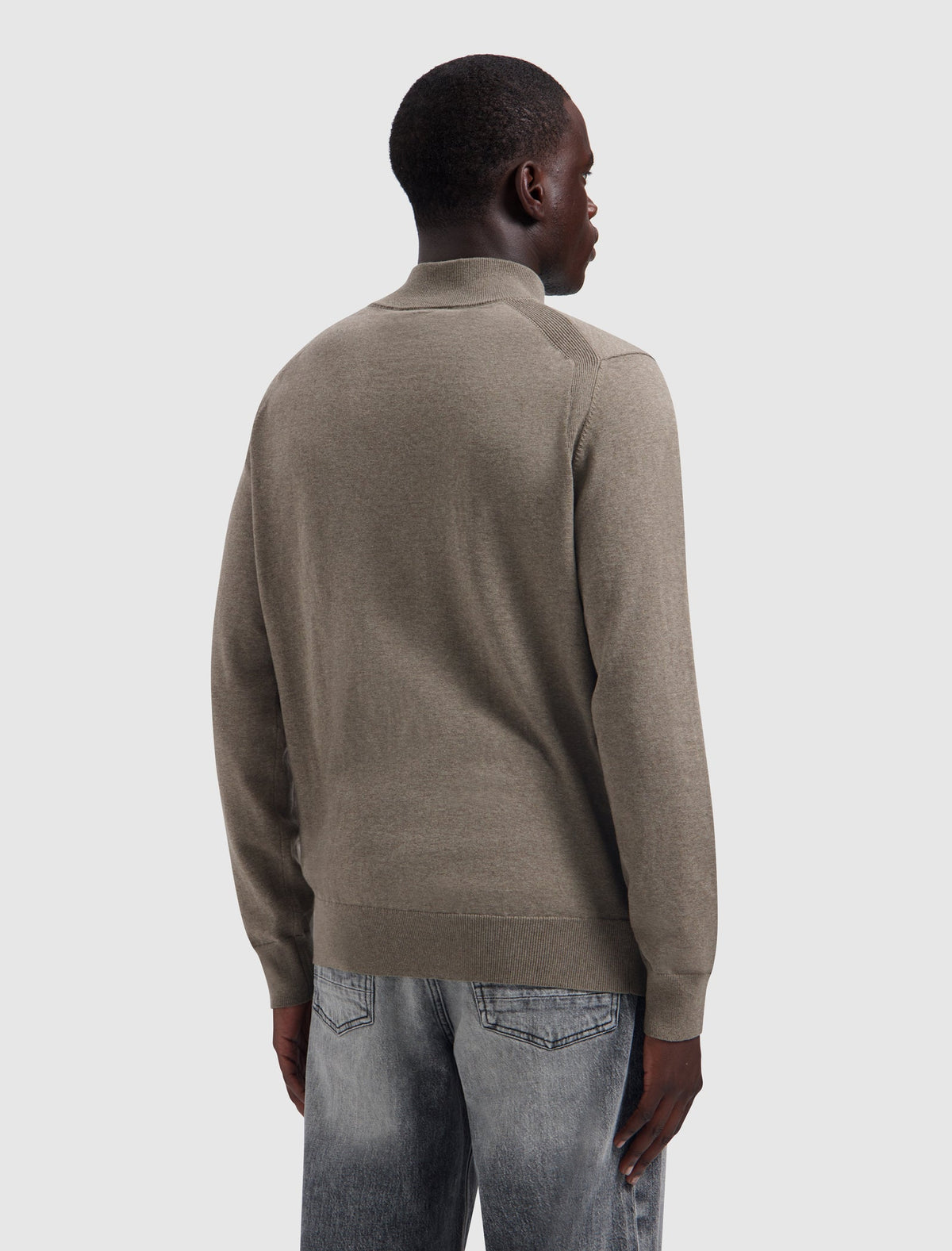 Pure Path Half-Zip Flat Knit Polo - Taupe Melange