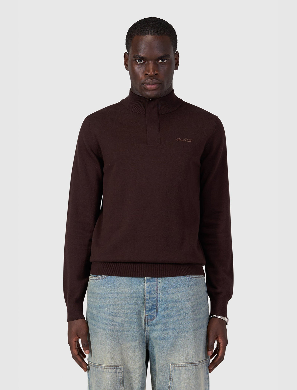 Pure Path Half-Zip Flat Knit Polo - Dark Brown