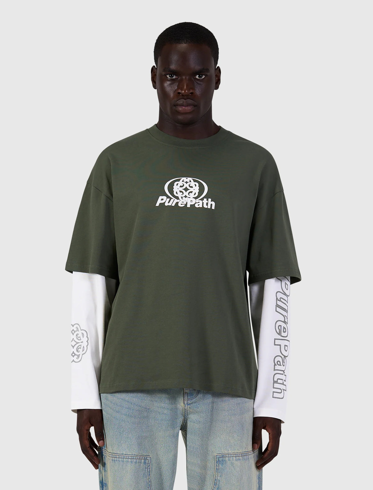 Pure Path Double Layered Monogram Longsleeve T-shirt - Dark Army