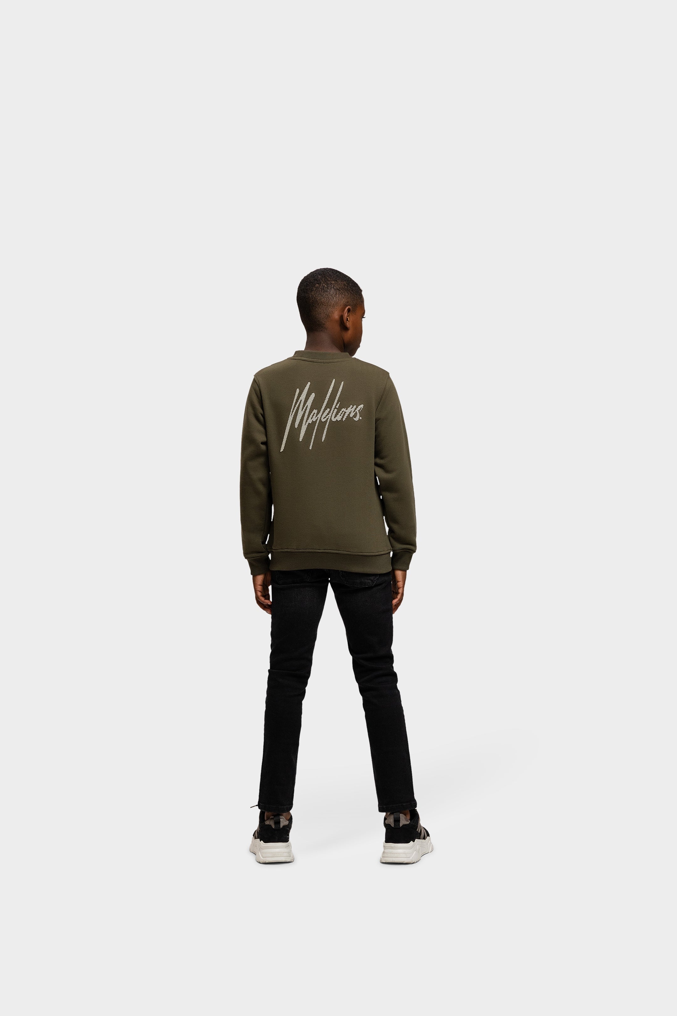 Malelions Junior Striped Signature Sweater - Moss Green / Beige