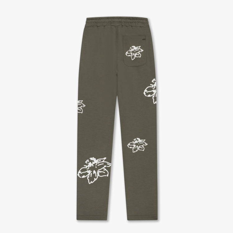 Croyez Straight Leg Flower Sweatpants- Dusty Olive