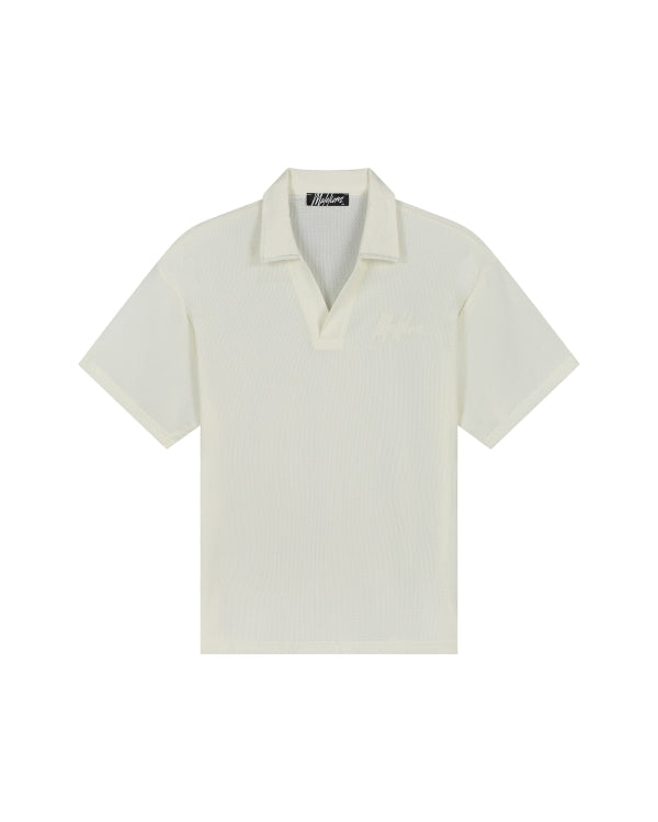 Malelions Men Emblem Seersucker Polo - Light Taupe