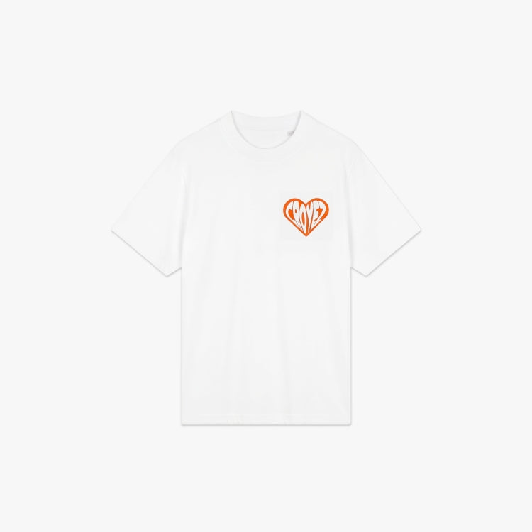 Croyez Puffed Heart T-Shirt- White/Orange