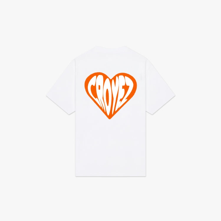 Croyez Puffed Heart T-Shirt- White/Orange