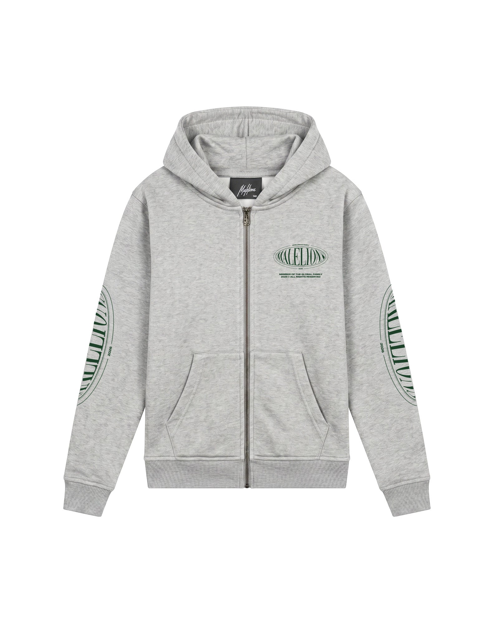 Malelions Junior Relaxed Lifestyle Zip Hoodie - Grey Melange