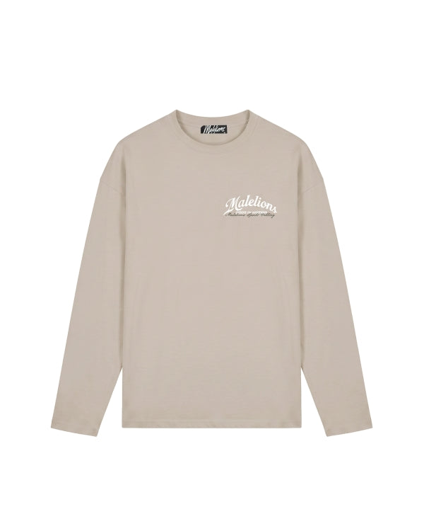 Malelions Men Sports Betting Longsleeve T-Shirt- Almond