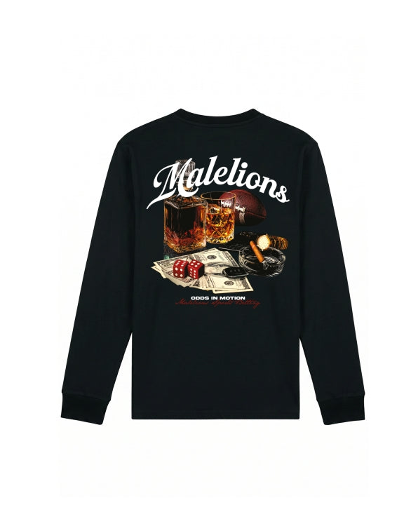 Malelions Men Sports Betting Longsleeve T-Shirt- Black