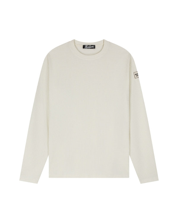Malelions Collection Waffle Longsleeve T-Shirt- Off-White