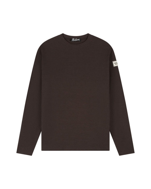 Malelions Collection Waffle Longsleeve T-Shirt- Brown