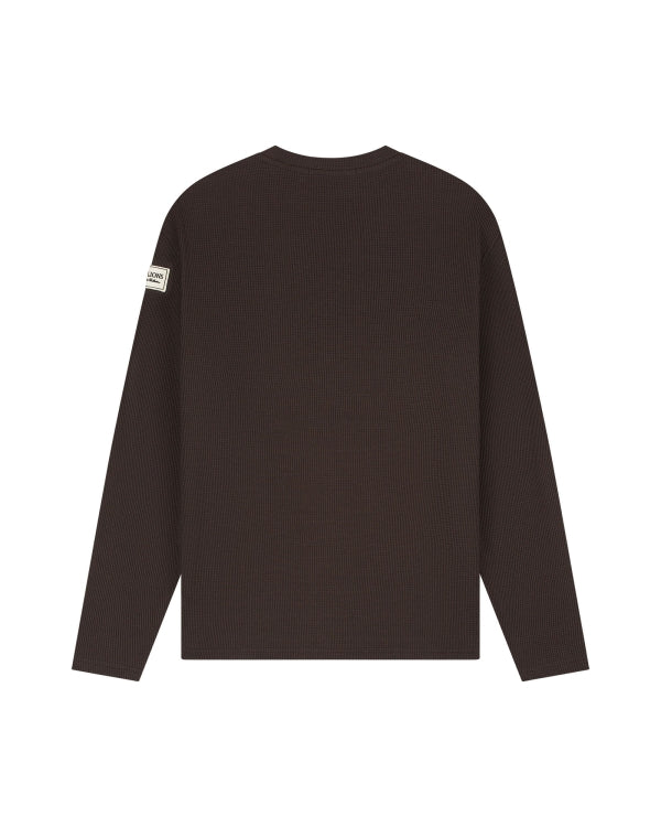 Malelions Collection Waffle Longsleeve T-Shirt- Brown
