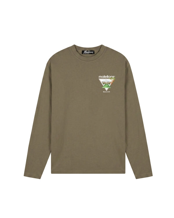 Malelions Men Athletic Garden Longsleeve T-Shirt- Stone Grey