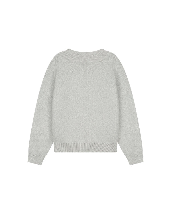 Malelions Women Heavy Knitted Sweater- Grey Melange