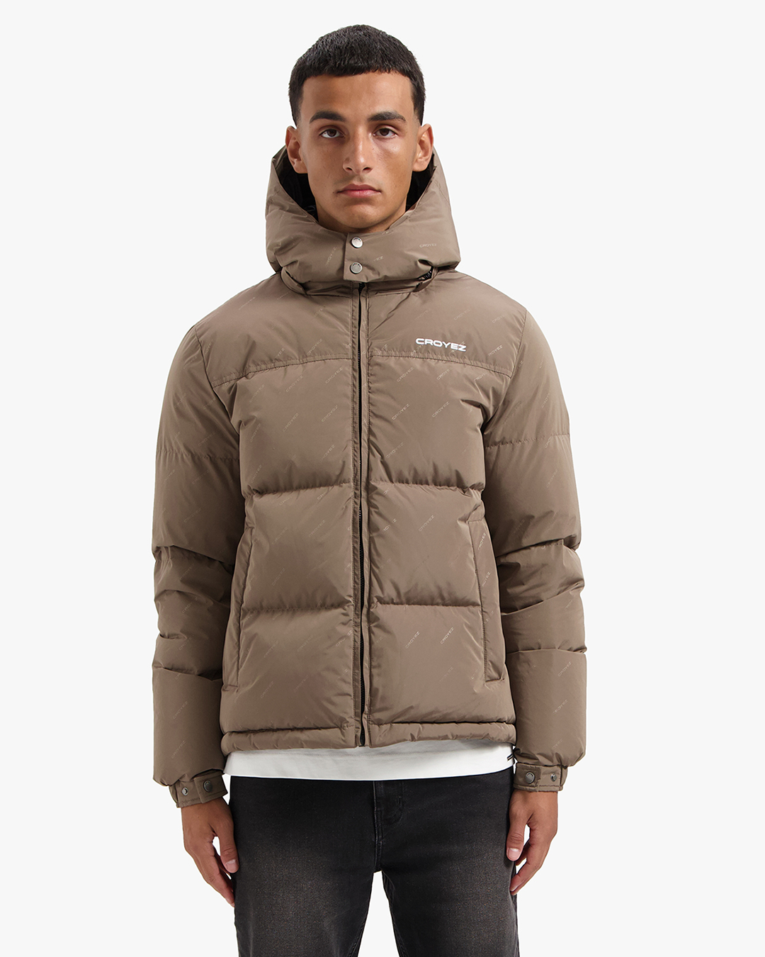 Croyez All-over Puffer Jacket- Brown