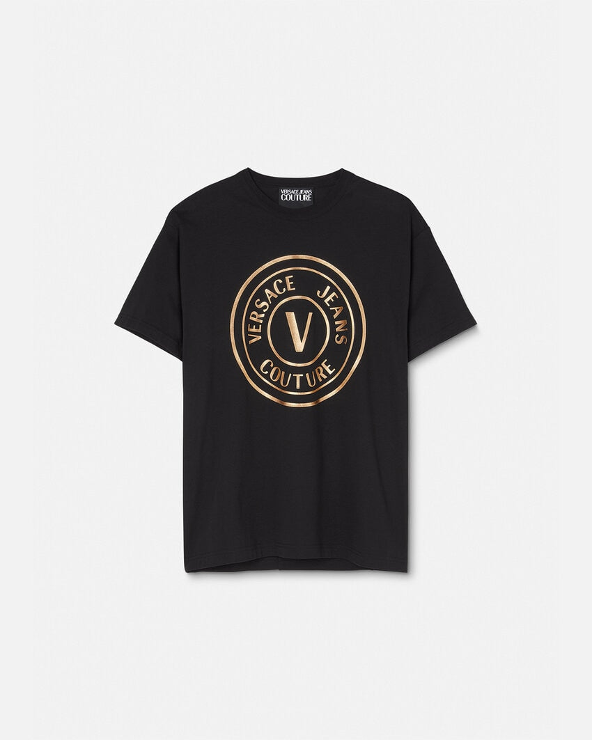 Versace Jeans Couture V-Emblem Logo T-shirt Zwart - Goud
