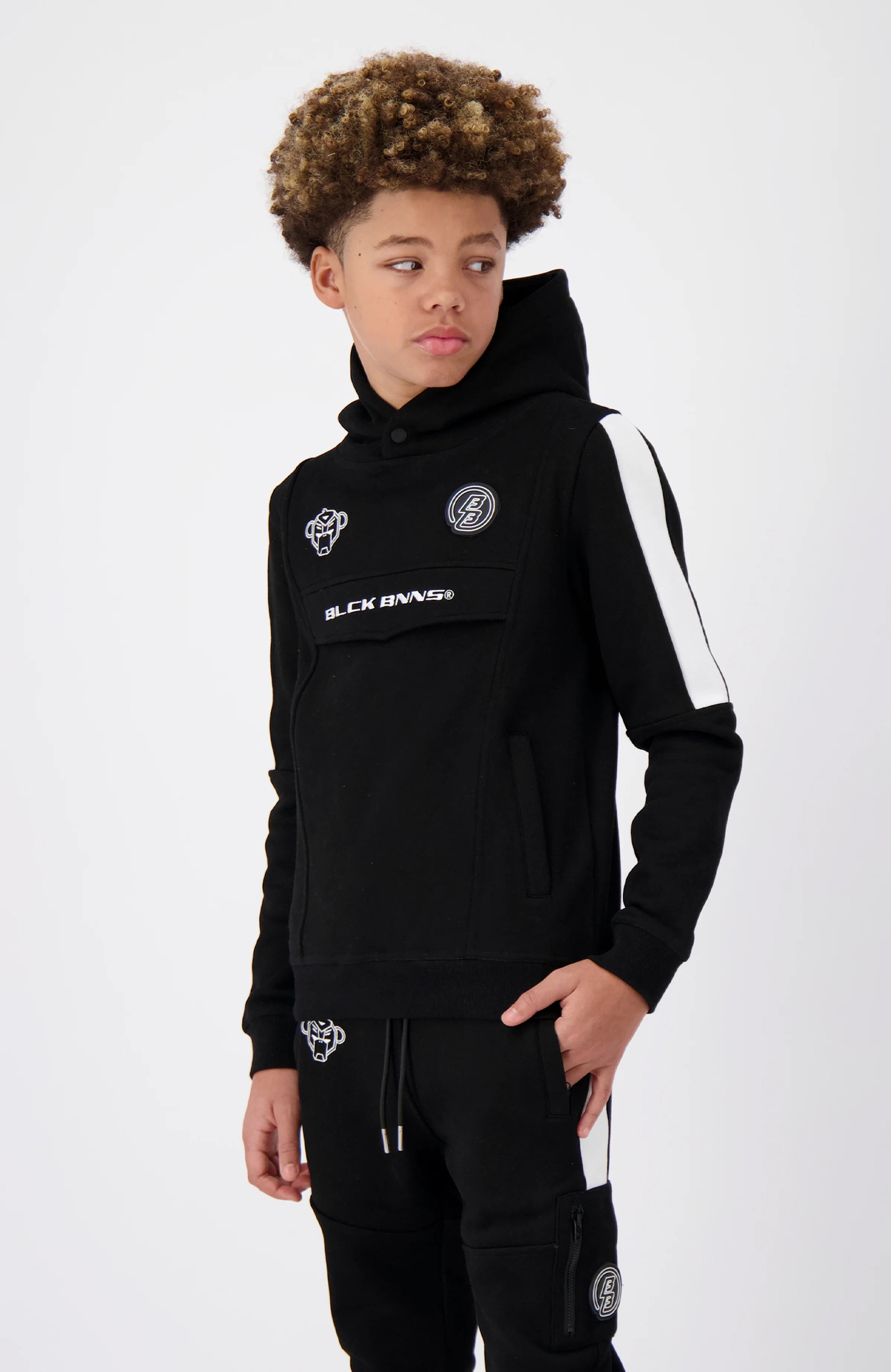 Black Bananas Junior Anorak Stripe Hoodie- Black