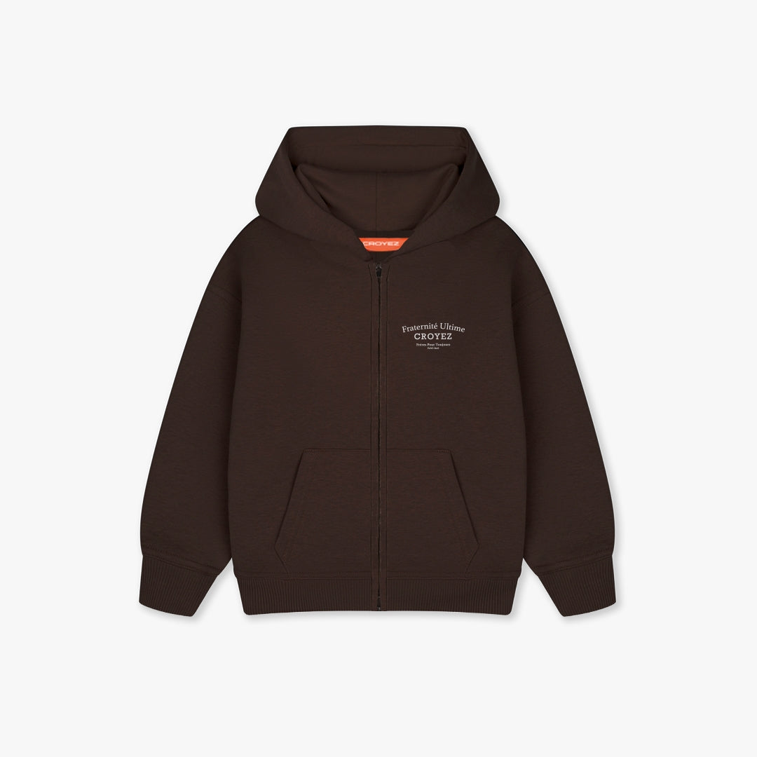 Croyez Mini Fraternite Zip-Hoodie- Brown