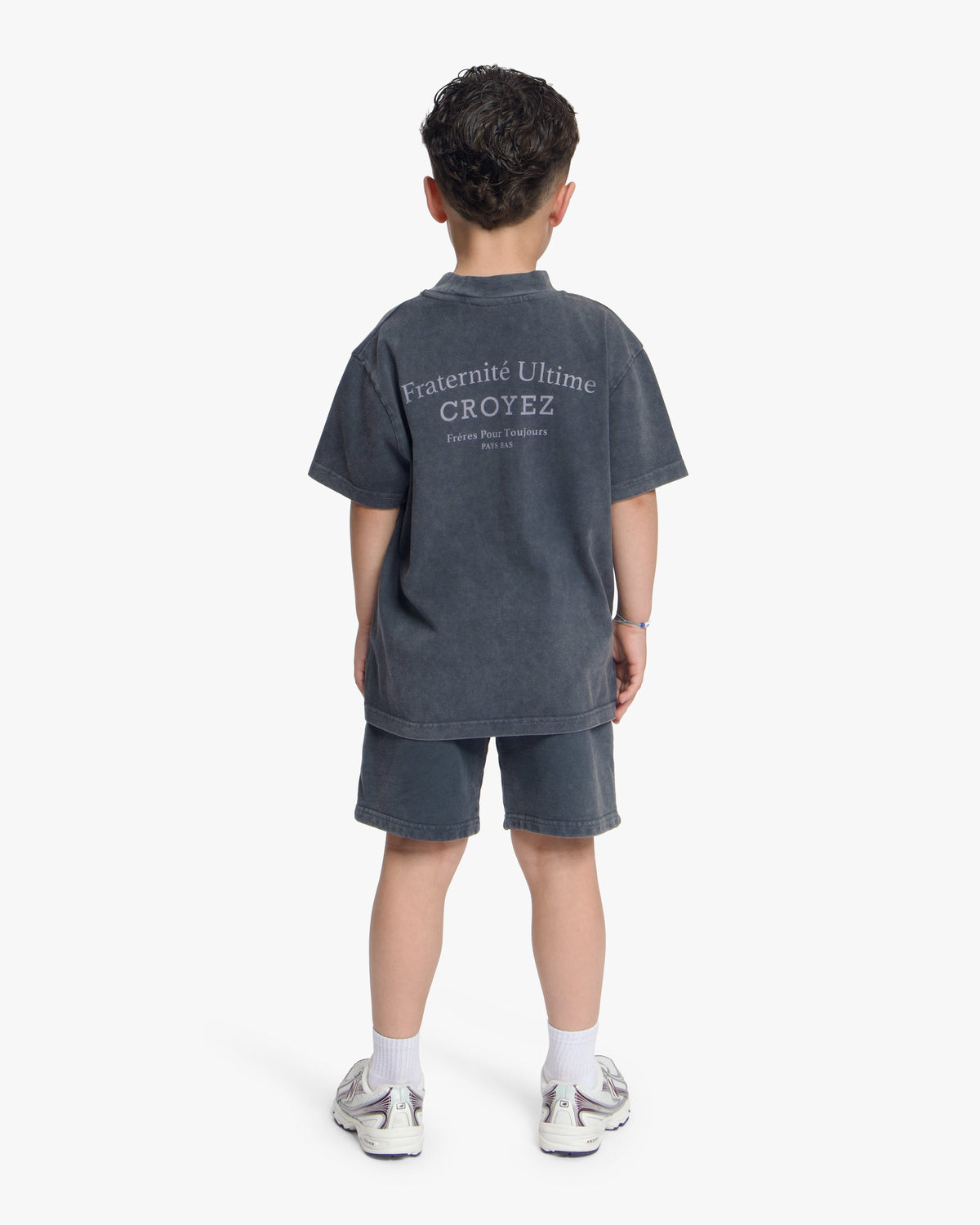 Croyez Mini Fraternite Shorts- Acid Wash/White