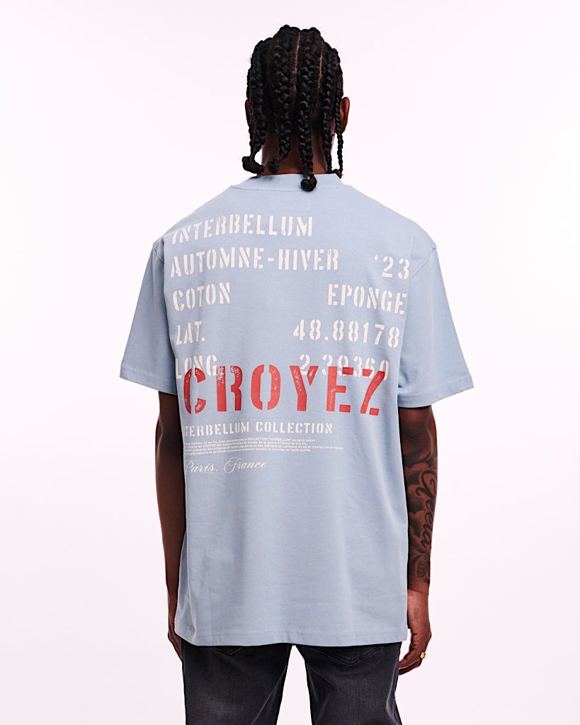 Croyez Interbellum T-Shirt Dust Blauw - Vintage Wit