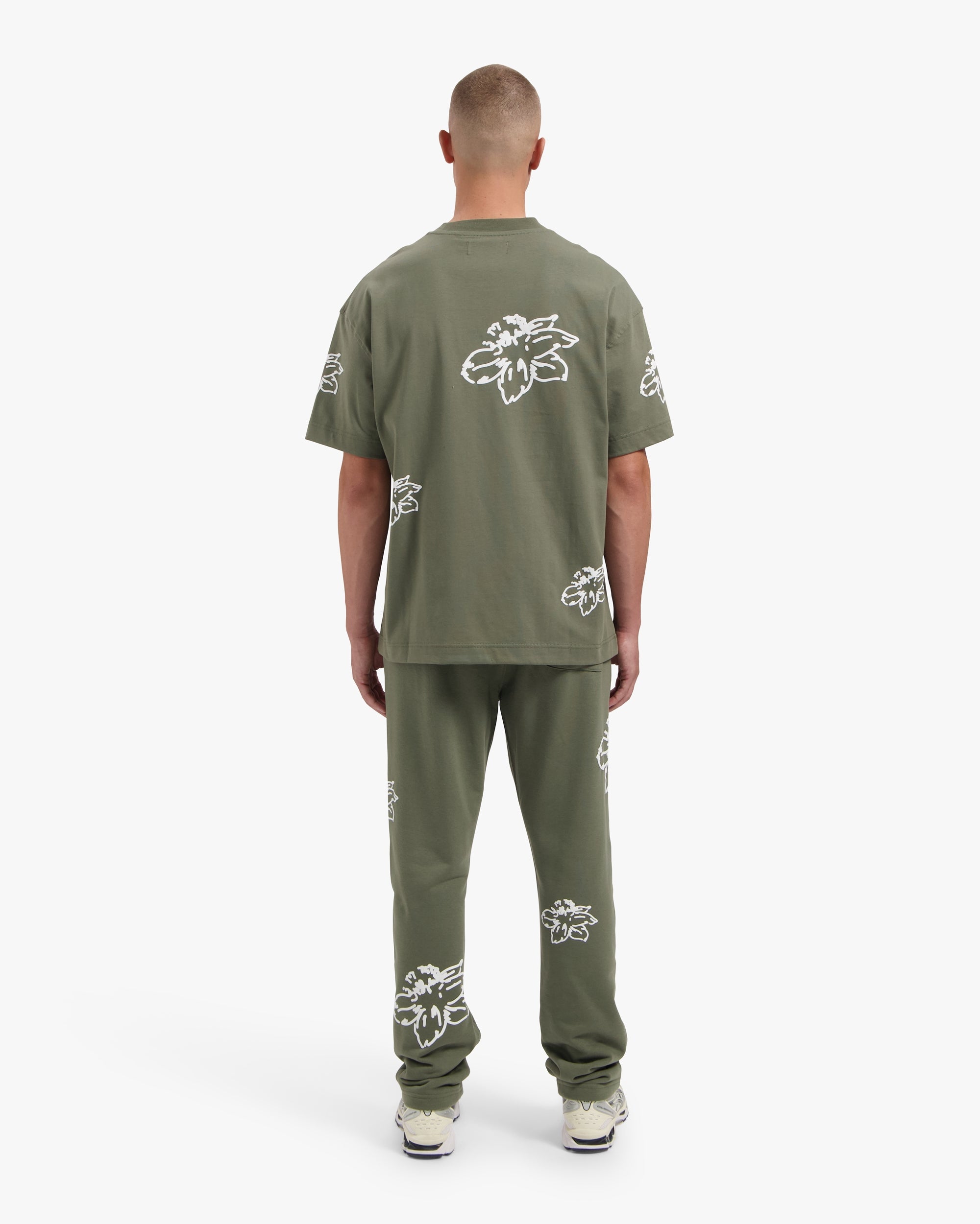 Croyez Straight Leg Flower Sweatpants- Dusty Olive