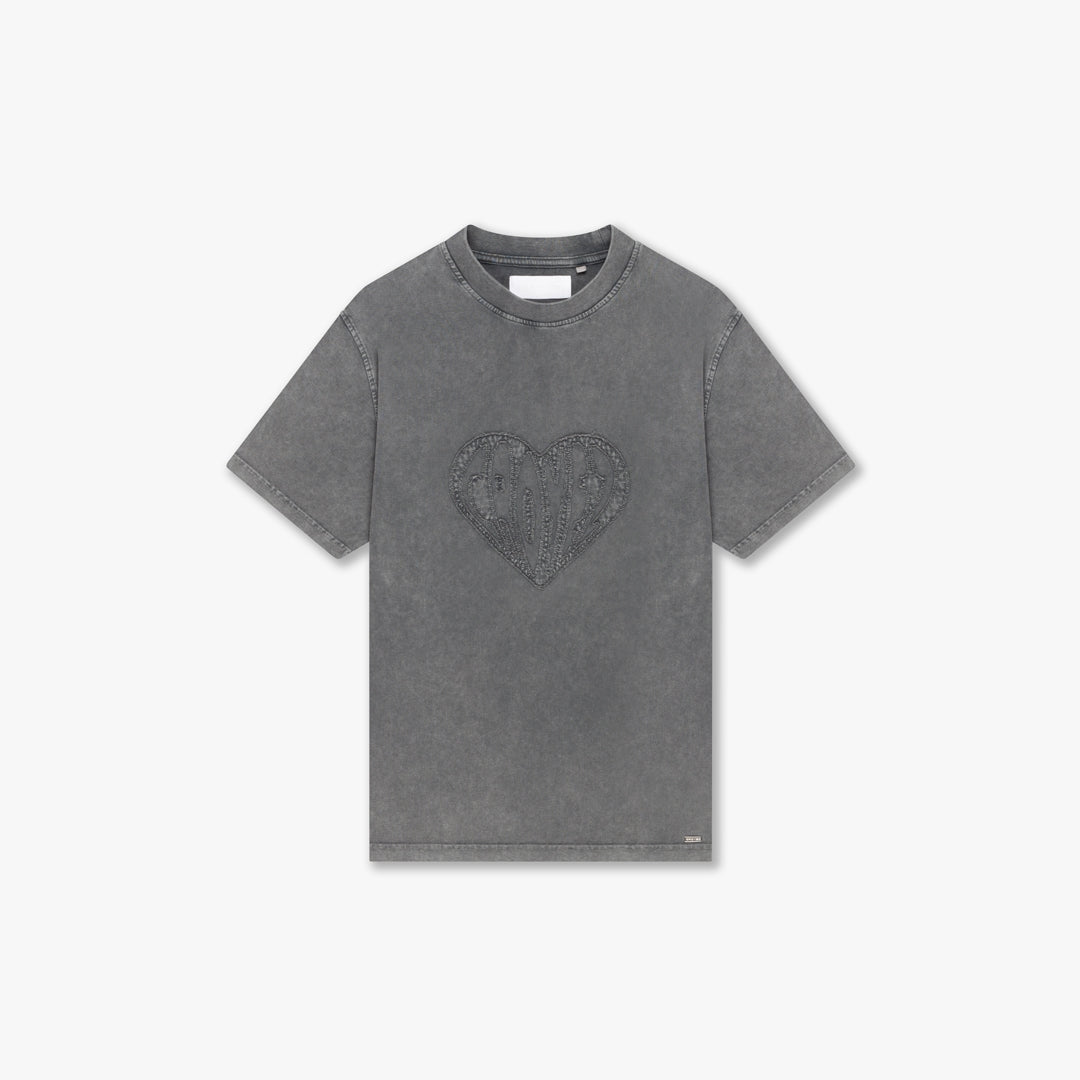 Croyez Cut Out Heart T-shirt- Acid Wash