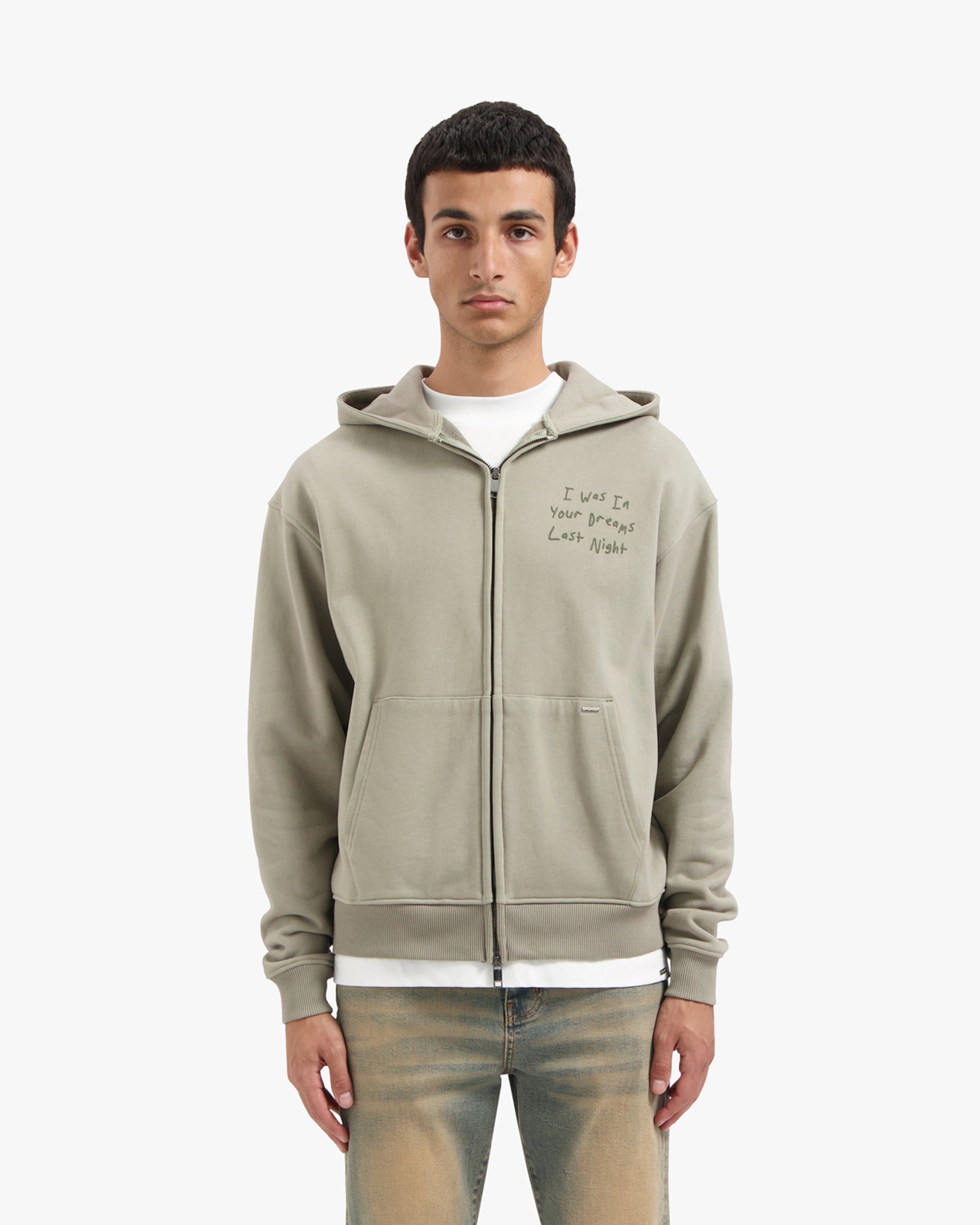Croyez In Your Dreams Zip Hoodie- Dusty Olive