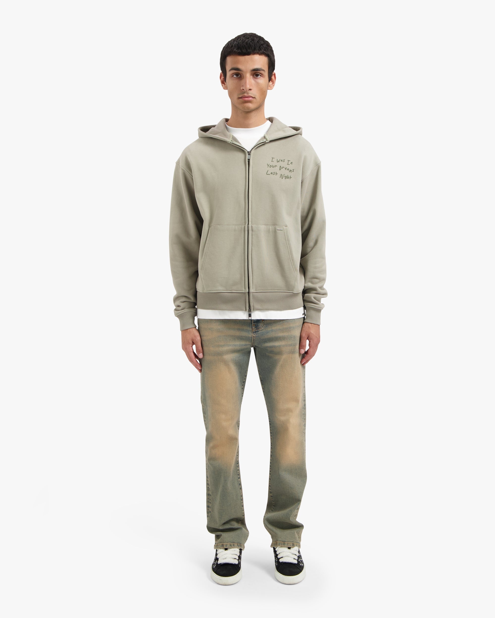 Croyez In Your Dreams Zip Hoodie- Dusty Olive