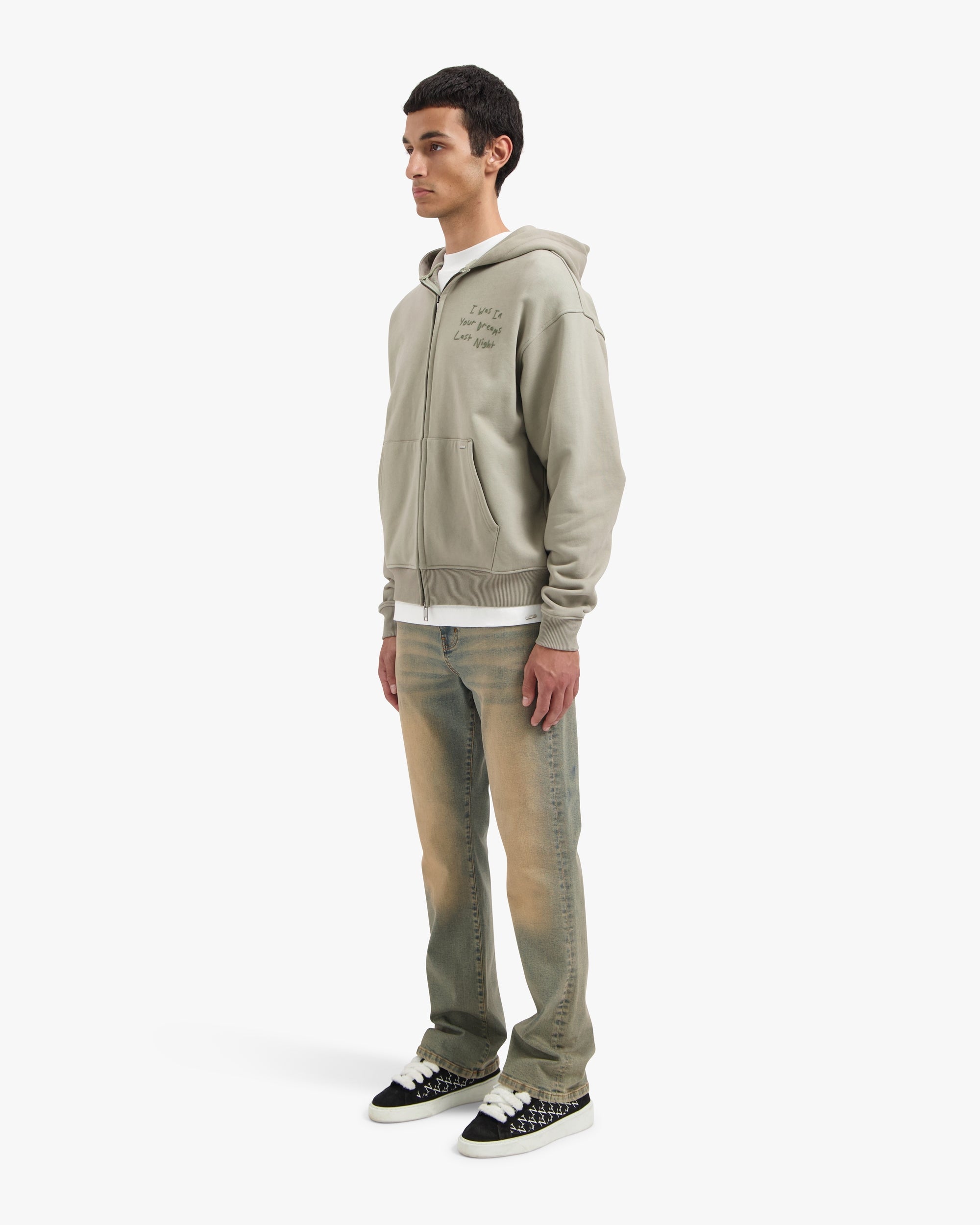 Croyez In Your Dreams Zip Hoodie- Dusty Olive