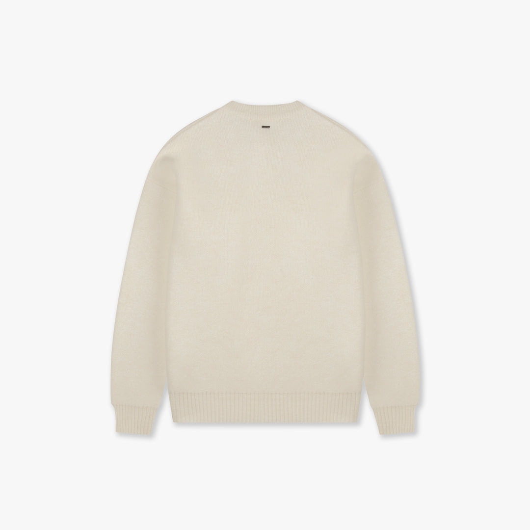 Croyez Etiquette Knit Sweater- Off White