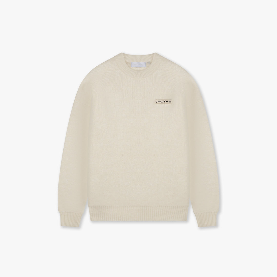 Croyez Etiquette Knit Sweater- Off White