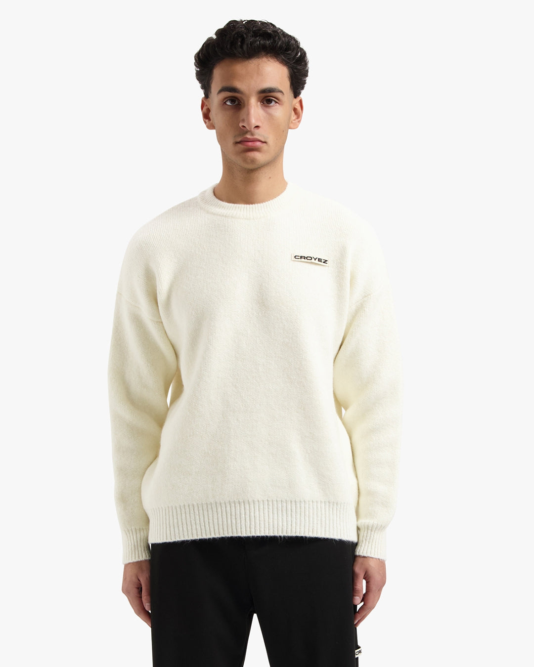 Croyez Etiquette Knit Sweater- Off White