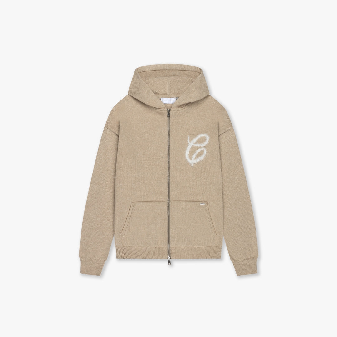 Croyez Fluffy Essence Knit Zip-Hoodie - Cream