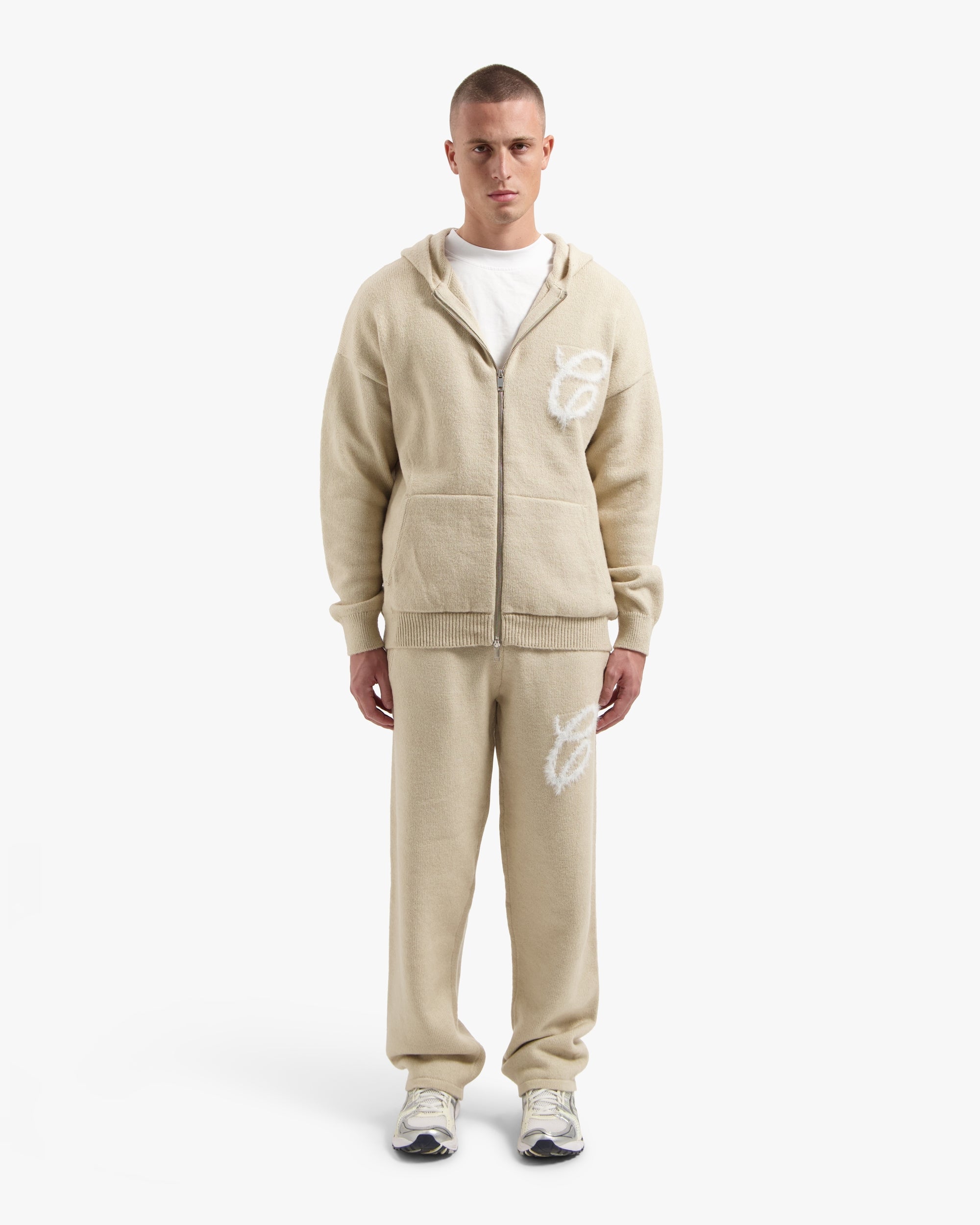 Croyez Fluffy Essence Knit Zip-Hoodie - Cream