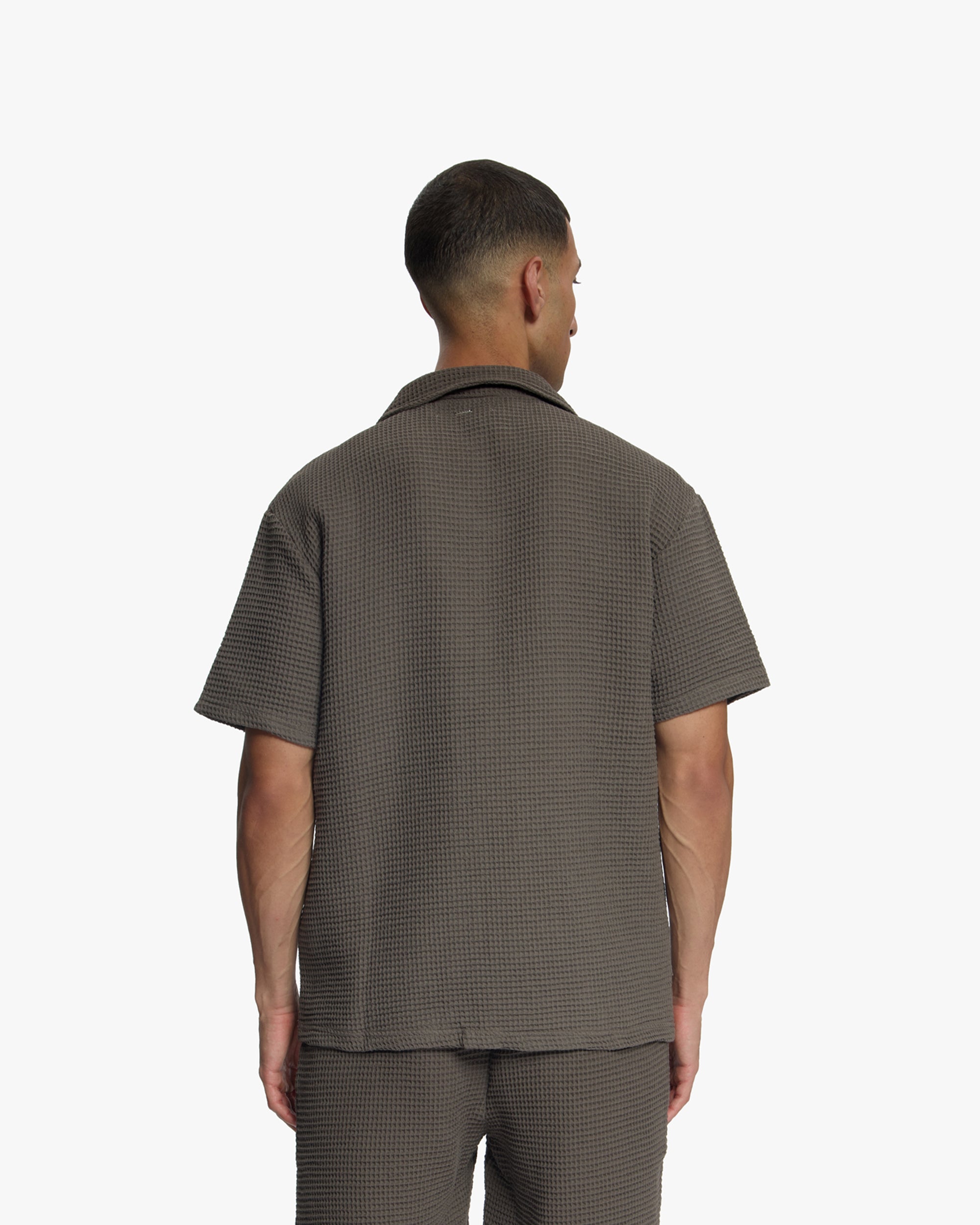 Croyez Initial Waffle Shirt - Washed Brown