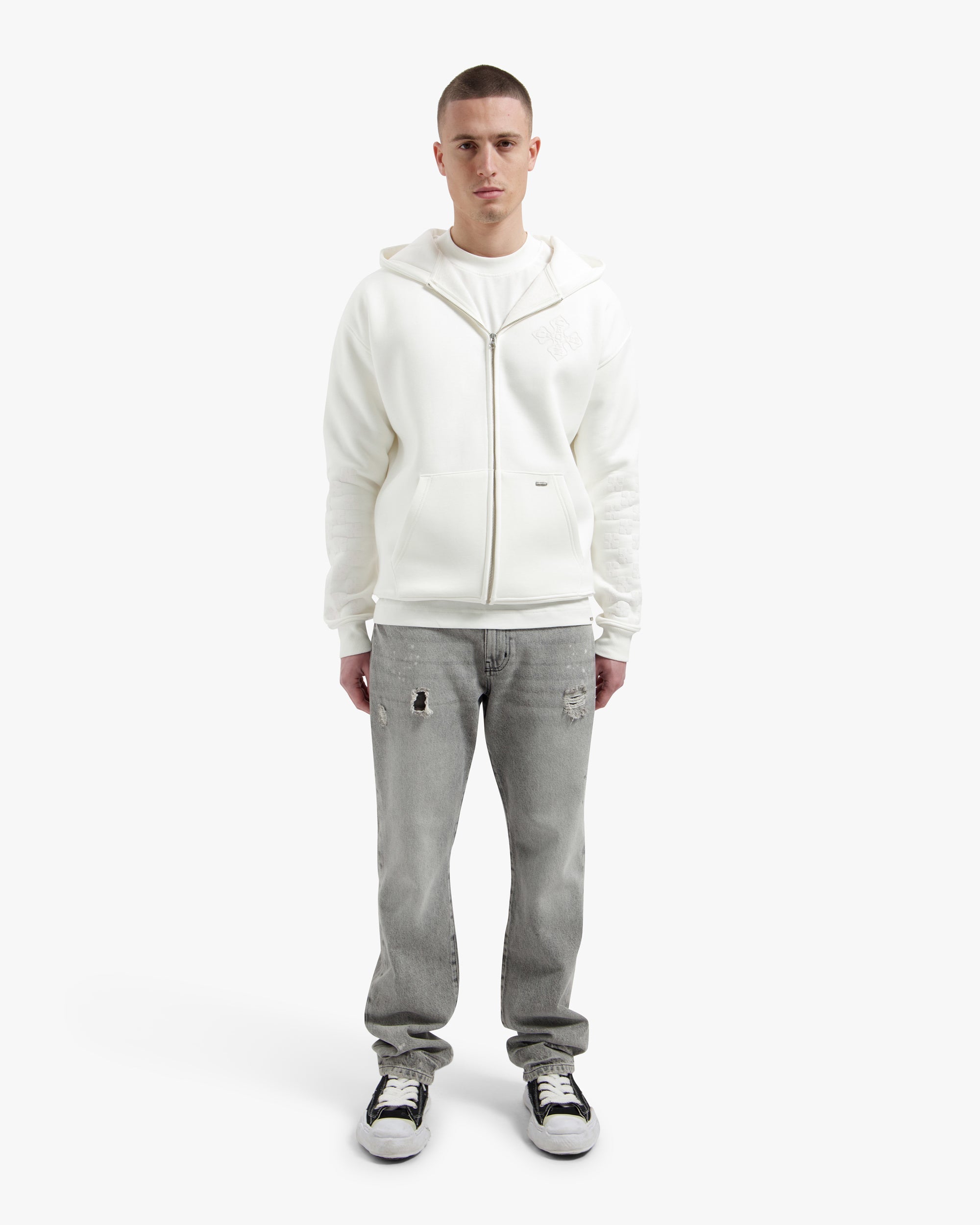 Croyez Cross Zip Hoodie - Off-White