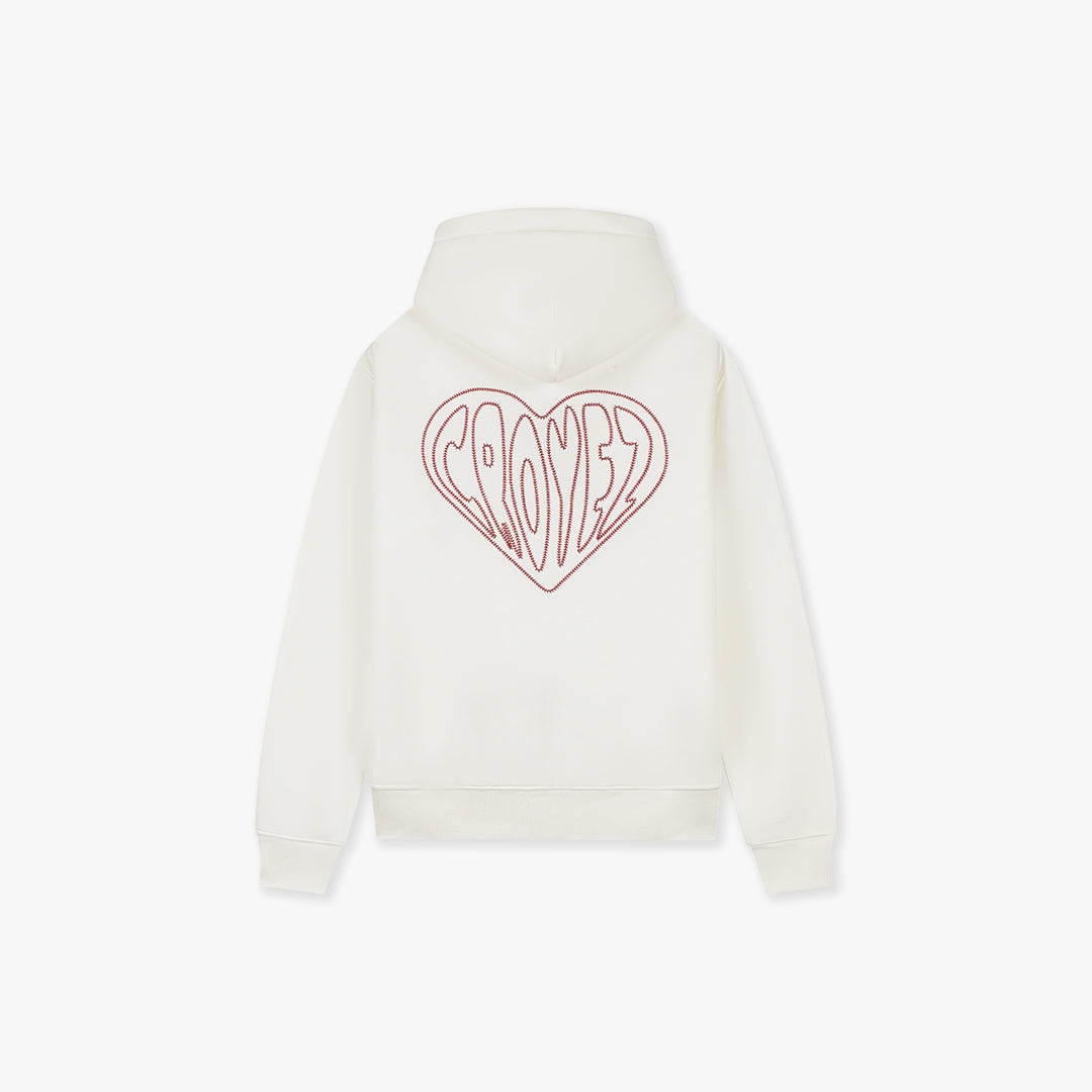 Croyez Stitched Heart Zip Hoodie - Off-White