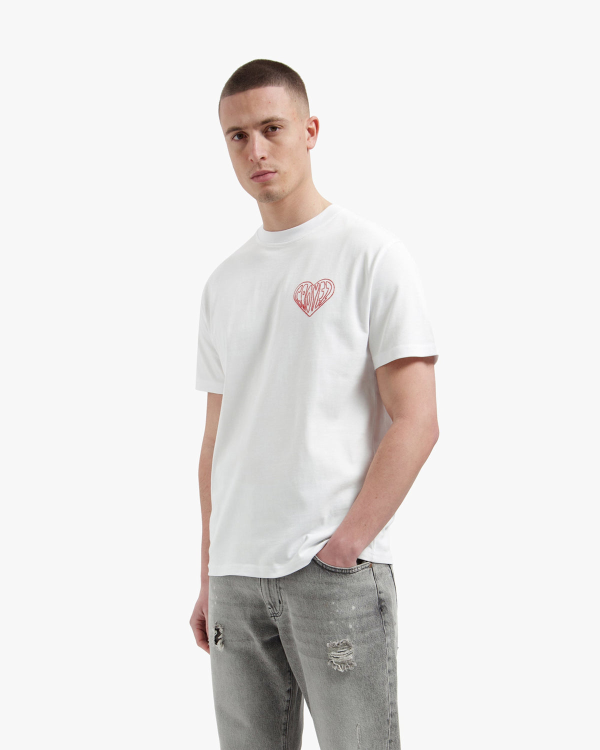 Croyez Stitched Heart T-Shirt- White