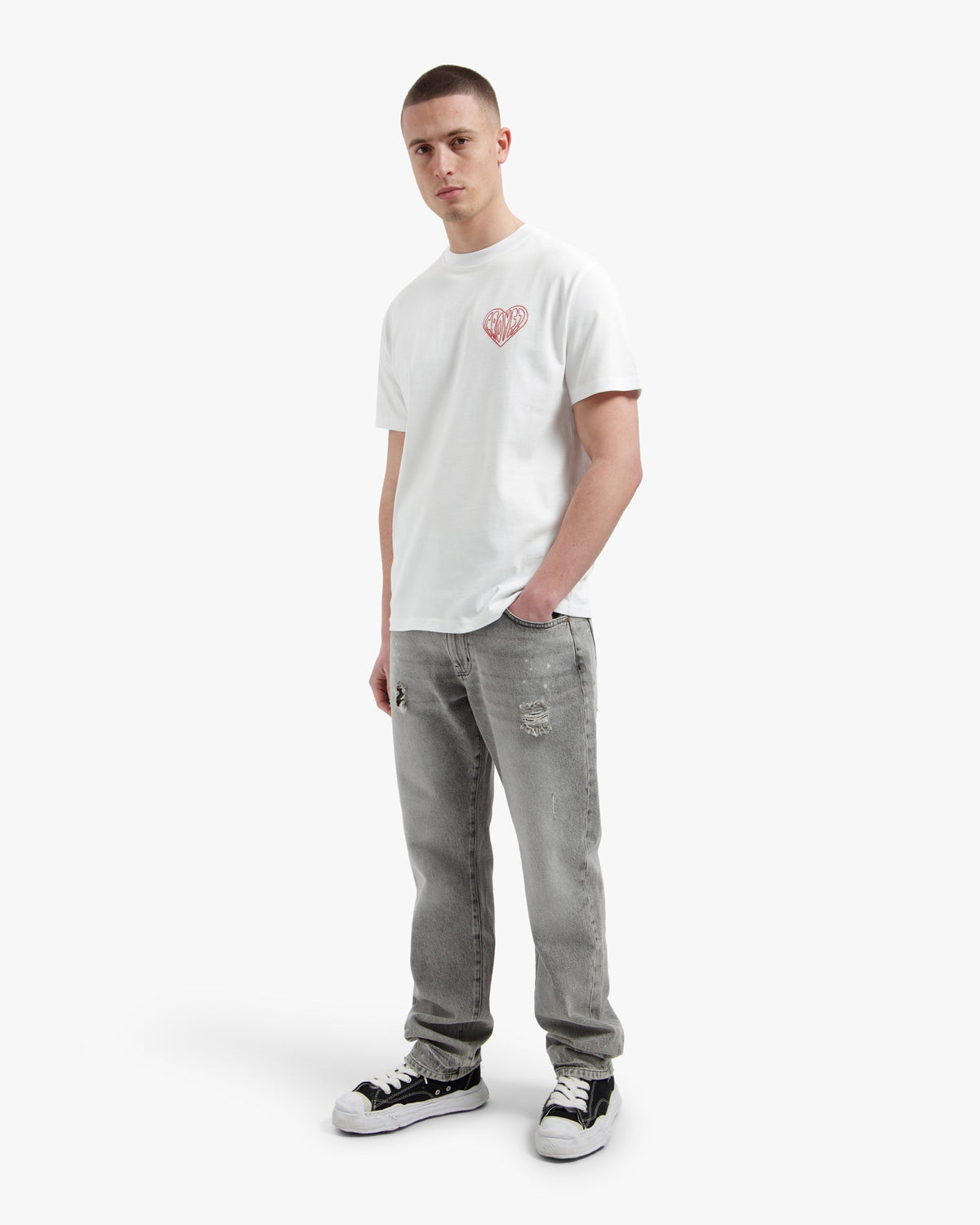 Croyez Stitched Heart T-Shirt- White