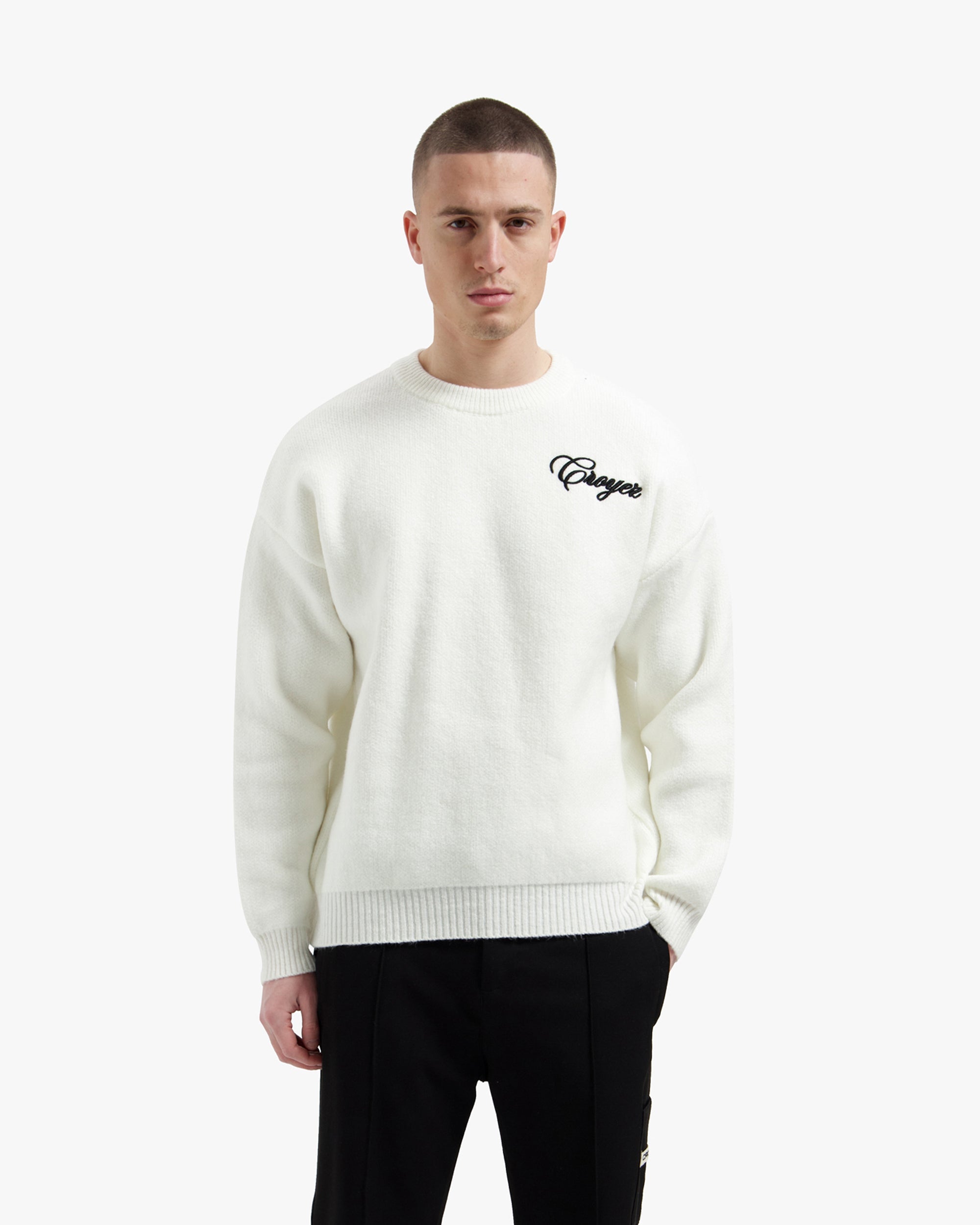 Croyez Script Knit Sweater- Off-White