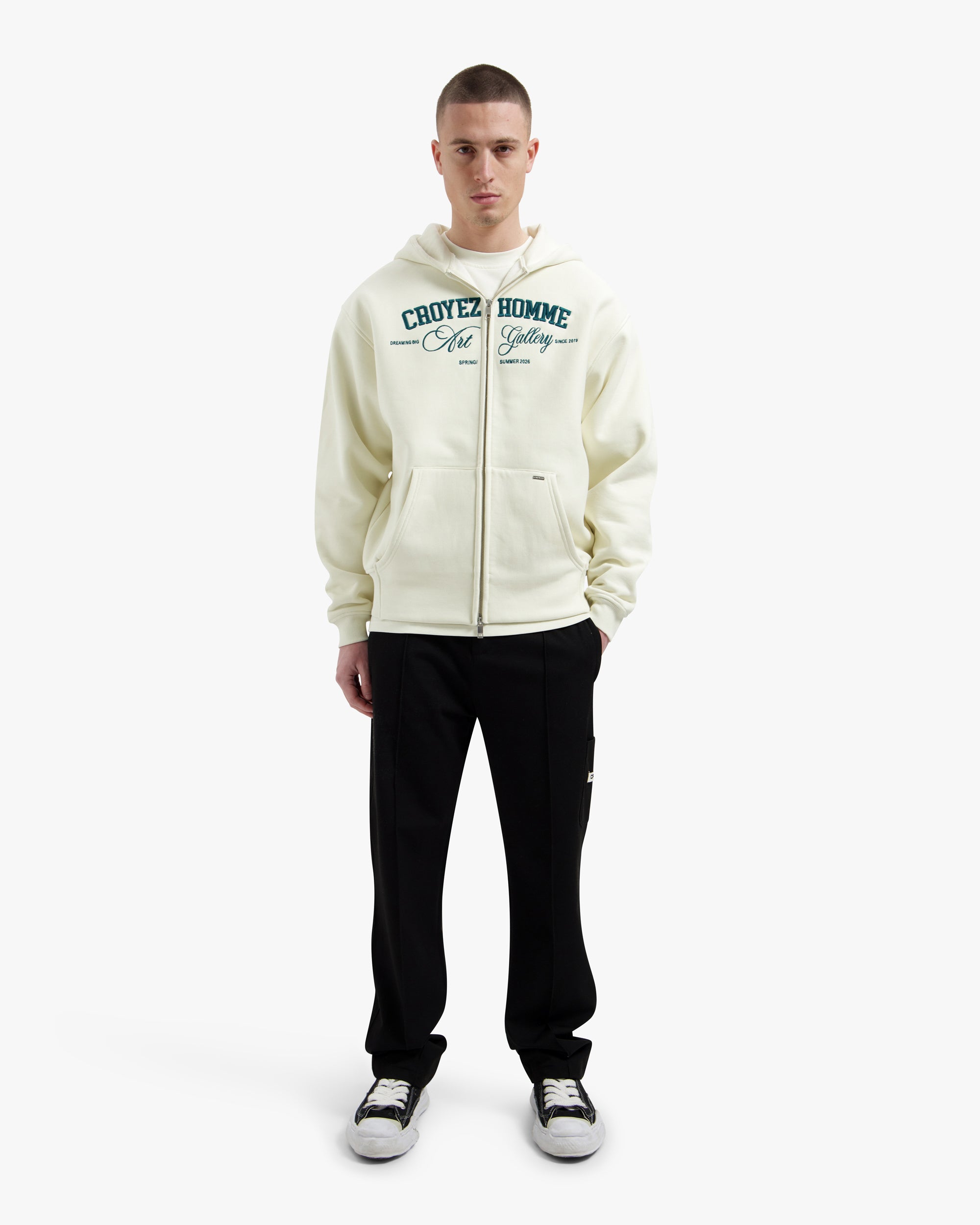 Croyez Art Gallery Zip Hoodie- Off-White