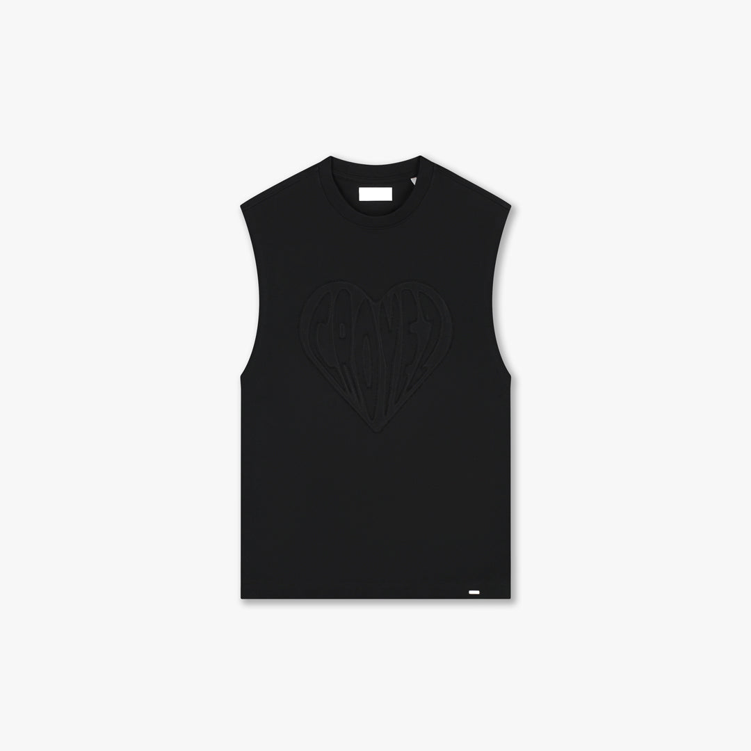 Croyez Cutout Heart Sleeveless T-Shirt- Black