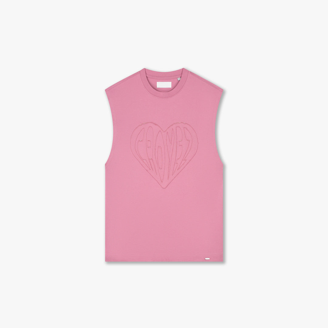 Croyez Cutout Heart Sleeveless T-Shirt- Mauve