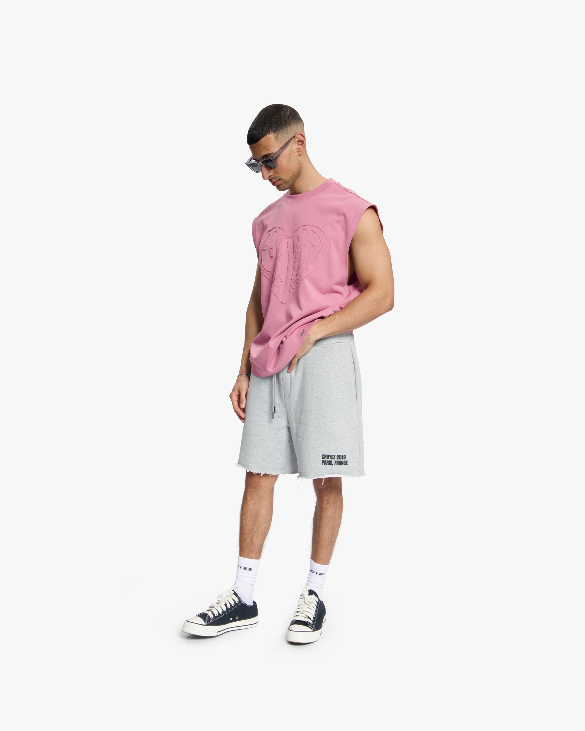 Croyez Cutout Heart Sleeveless T-Shirt- Mauve