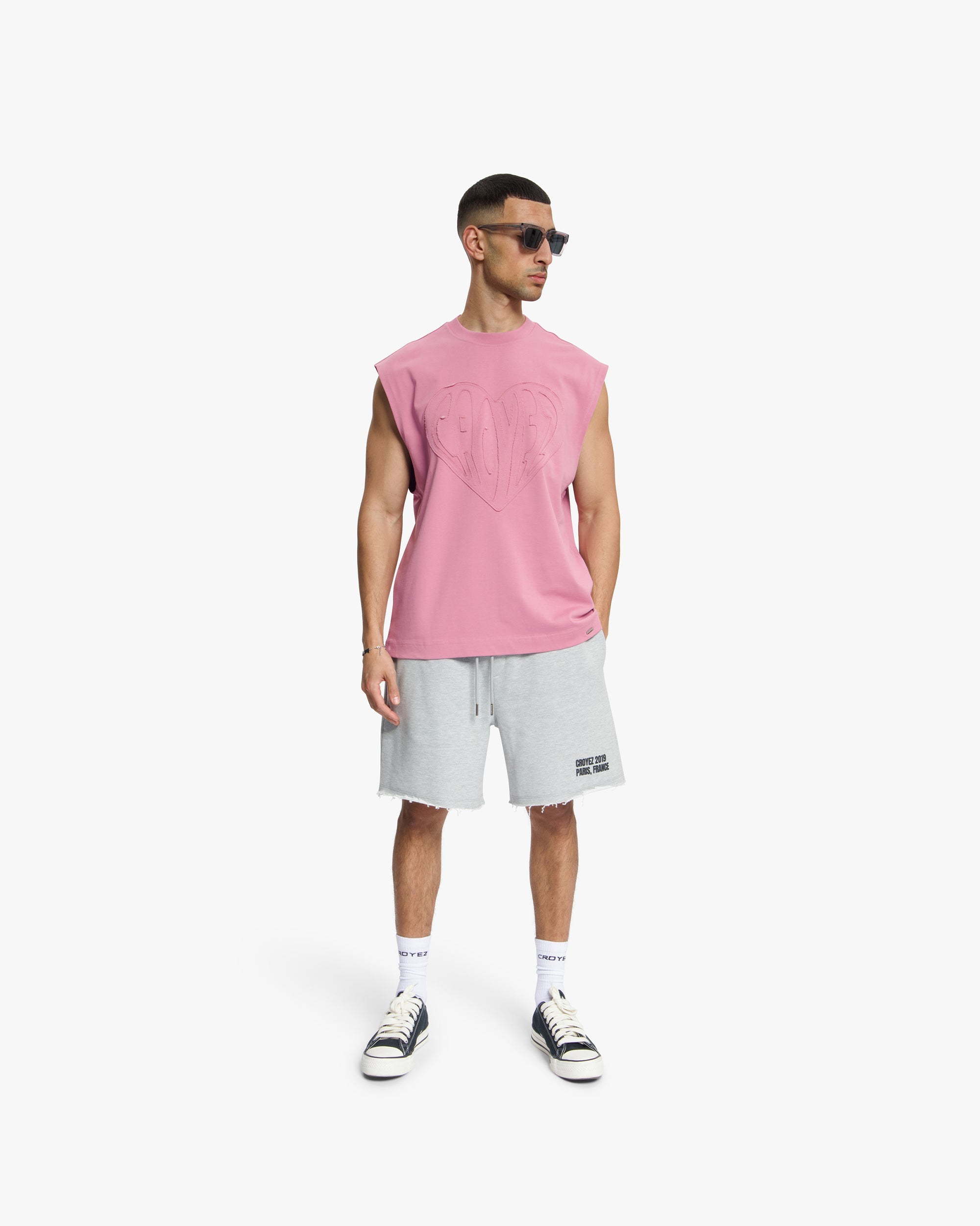 Croyez Cutout Heart Sleeveless T-Shirt- Mauve