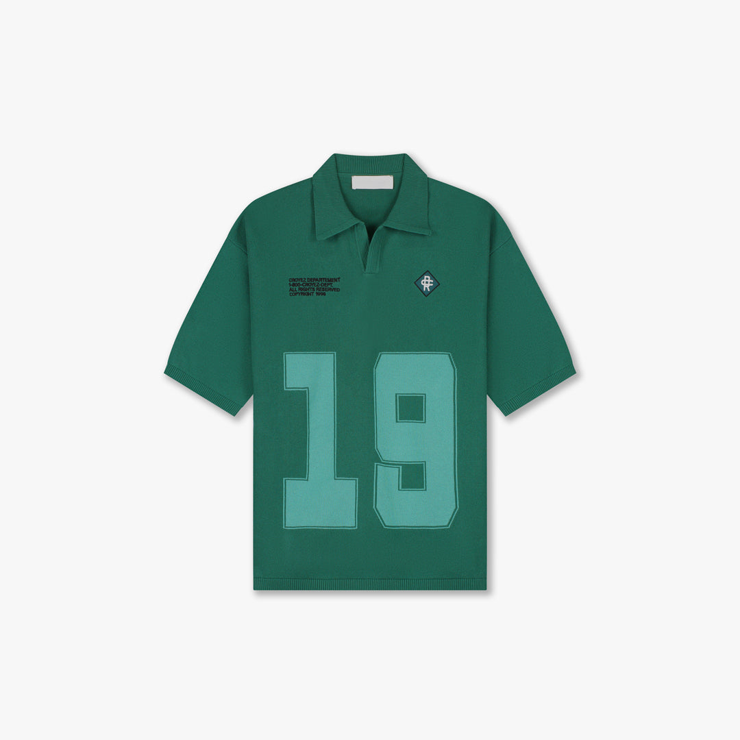 Croyez Nombre Knit Polo- Forest Green
