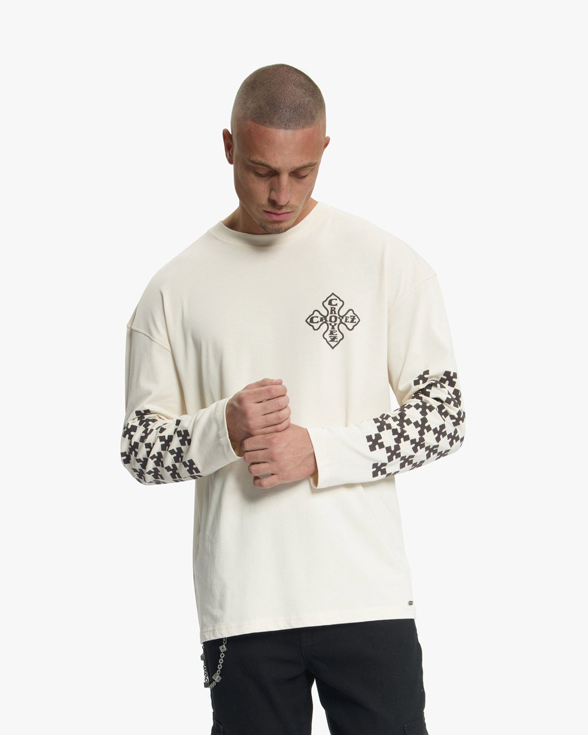 Croyez Cross Longsleeve T-Shirt- Light Beige