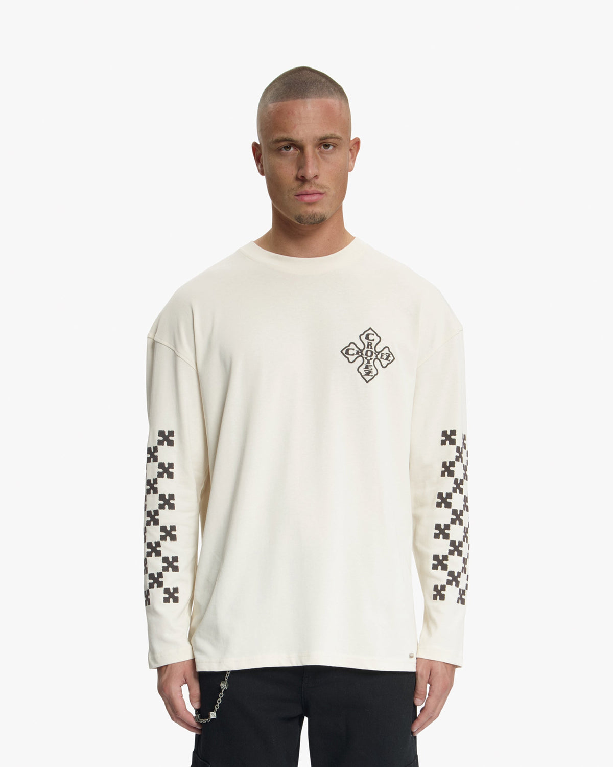 Croyez Cross Longsleeve T-Shirt- Light Beige