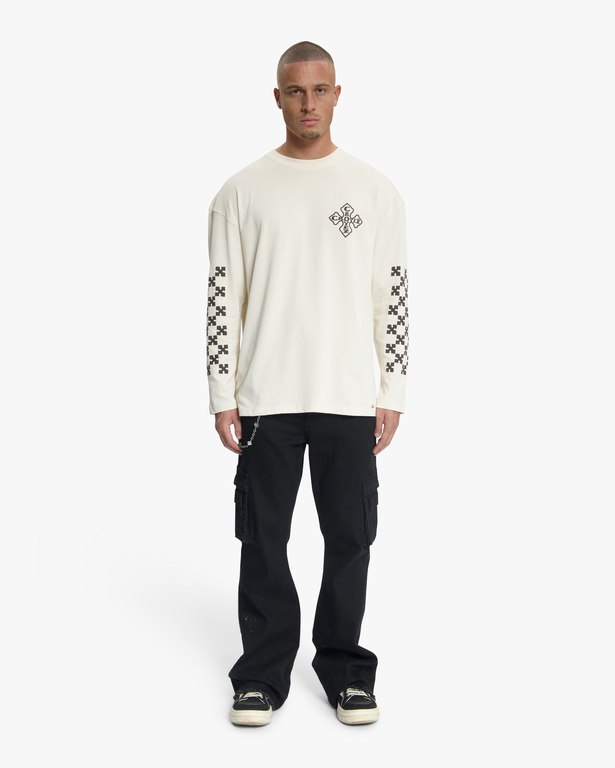 Croyez Cross Longsleeve T-Shirt- Light Beige