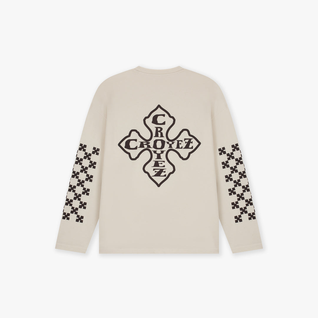 Croyez Cross Longsleeve T-Shirt- Light Beige