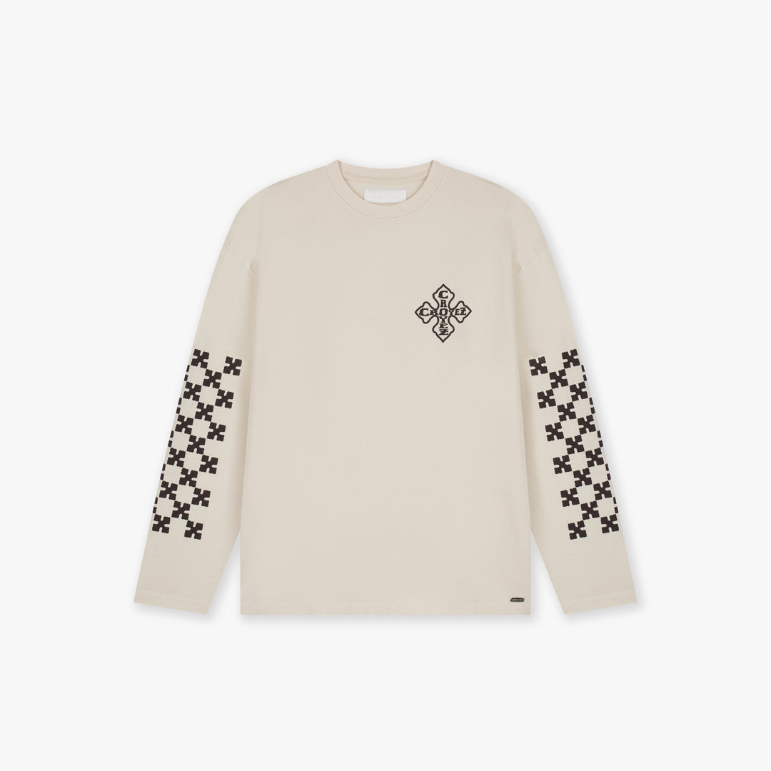 Croyez Cross Longsleeve T-Shirt- Light Beige